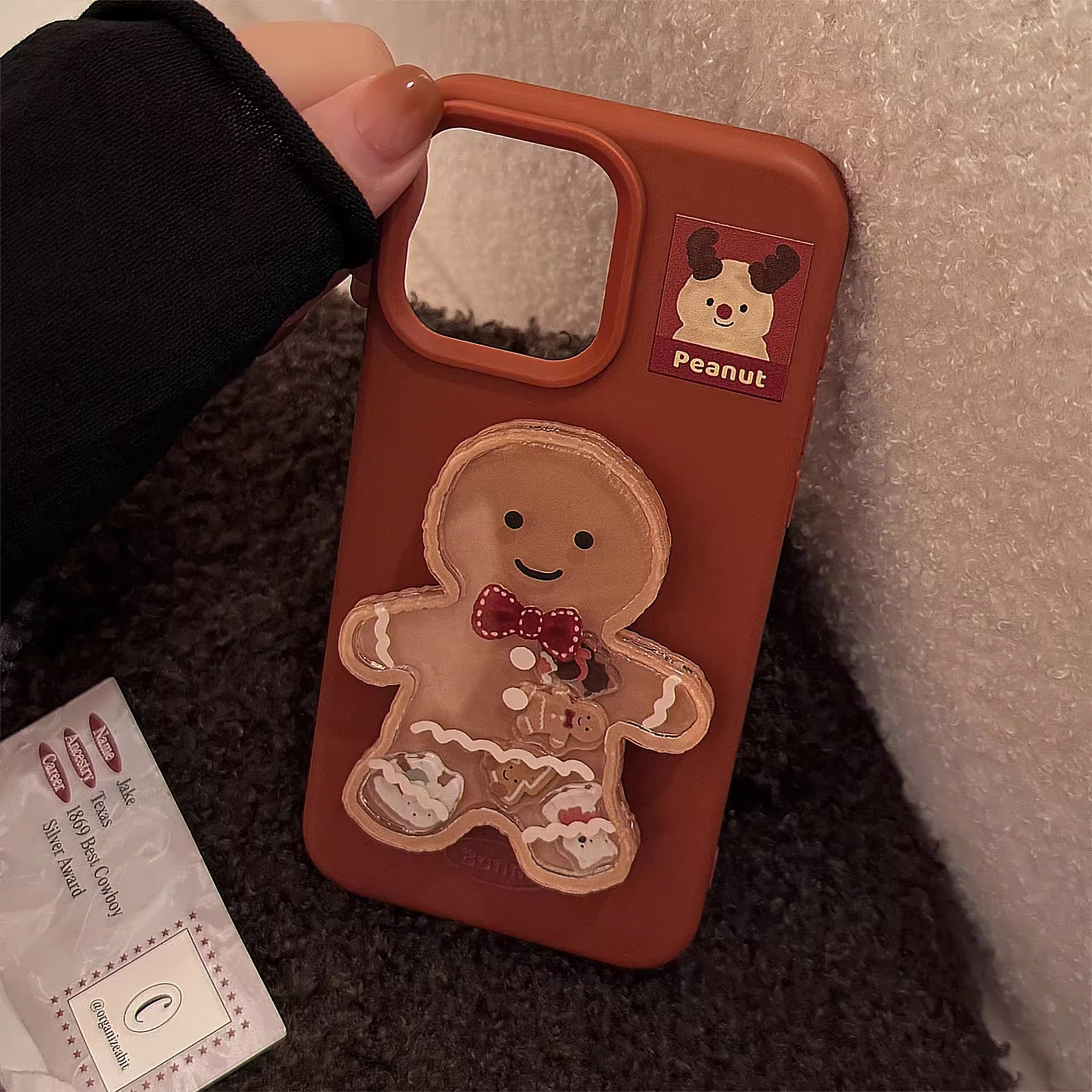 Protective Apple iPhone Back Cover - Cookie Man Gingerbread Liquid Phone Holder Christmas iPhone Rubber Silicone Case - Style 5