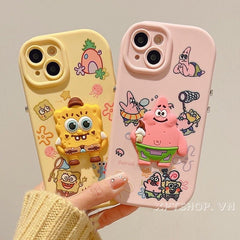 Yellow 3D Spongebob Strap Lanyard Bracelet iPhone Rubber Silicone Case