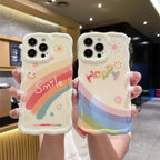 Protective Apple iPhone Back Cover - Happy Smile White Rainbow Holographic iPhone Soft Silicone Case