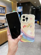 Protective Apple iPhone Back Cover - Happy Smile White Rainbow Holographic iPhone Soft Silicone Case - Style 3