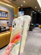 Protective Apple iPhone Back Cover - Happy Smile White Rainbow Holographic iPhone Soft Silicone Case - Style 6