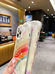 Happy Smile White Rainbow Holographic iPhone Soft Silicone Case