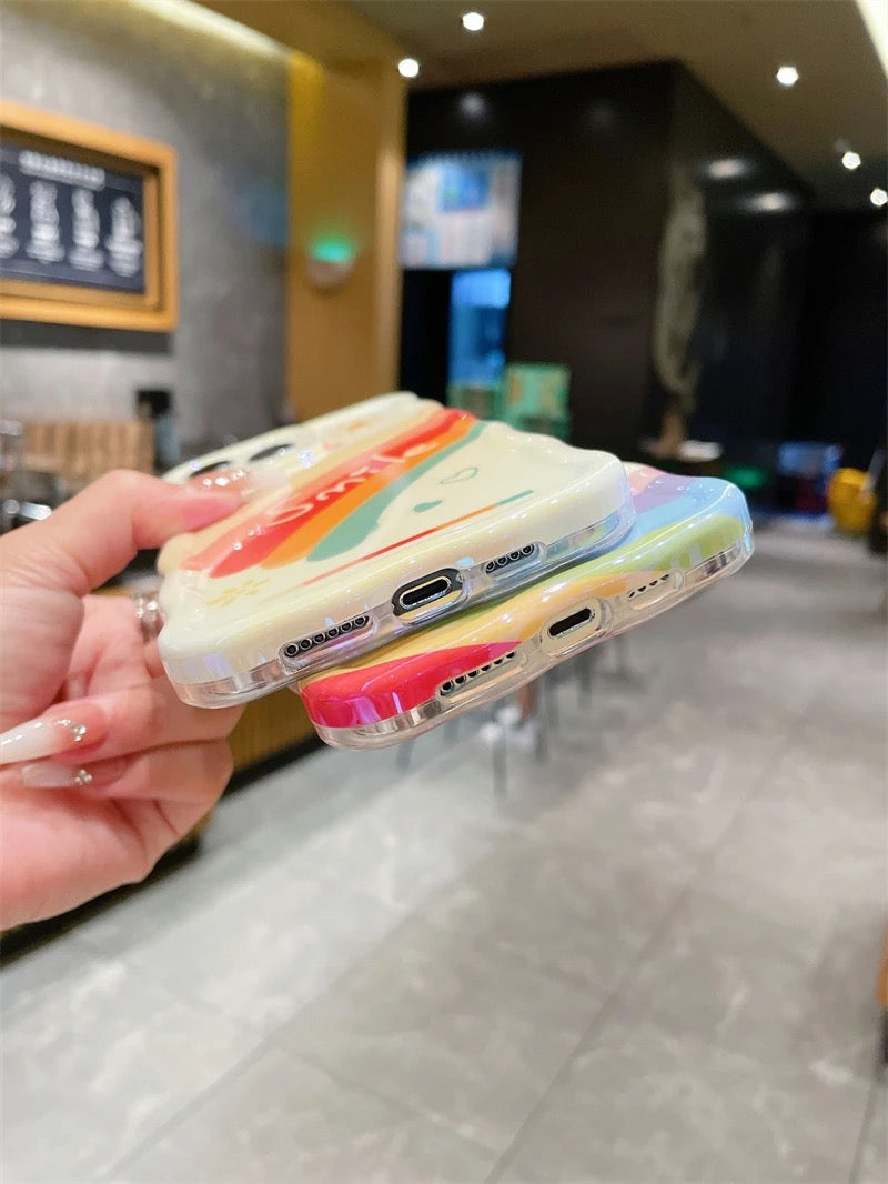 Protective Apple iPhone Back Cover - Happy Smile White Rainbow Holographic iPhone Soft Silicone Case - Style 5