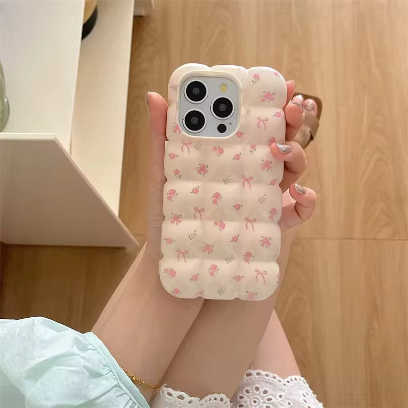 Protective Apple iPhone Back Cover - Cute Bubble Bow Pink Floral Summer iPhone Soft Silicone Case - Style 2