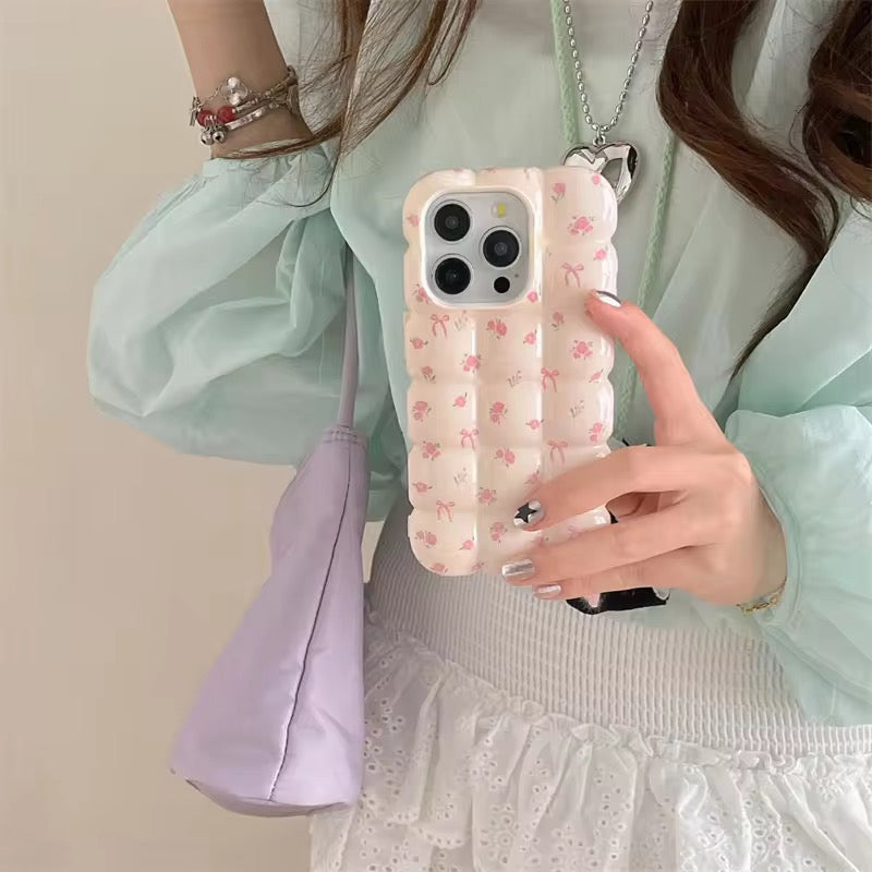 Protective Apple iPhone Back Cover - Cute Bubble Bow Pink Floral Summer iPhone Soft Silicone Case - Style 5