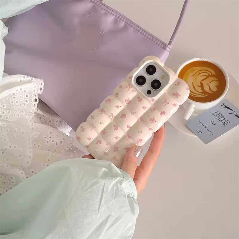 Protective Apple iPhone Back Cover - Cute Bubble Bow Pink Floral Summer iPhone Soft Silicone Case - Style 4