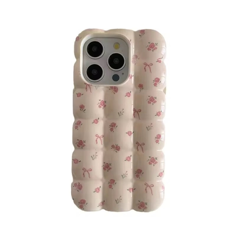 Protective Apple iPhone Back Cover - Cute Bubble Bow Pink Floral Summer iPhone Soft Silicone Case - Style 6