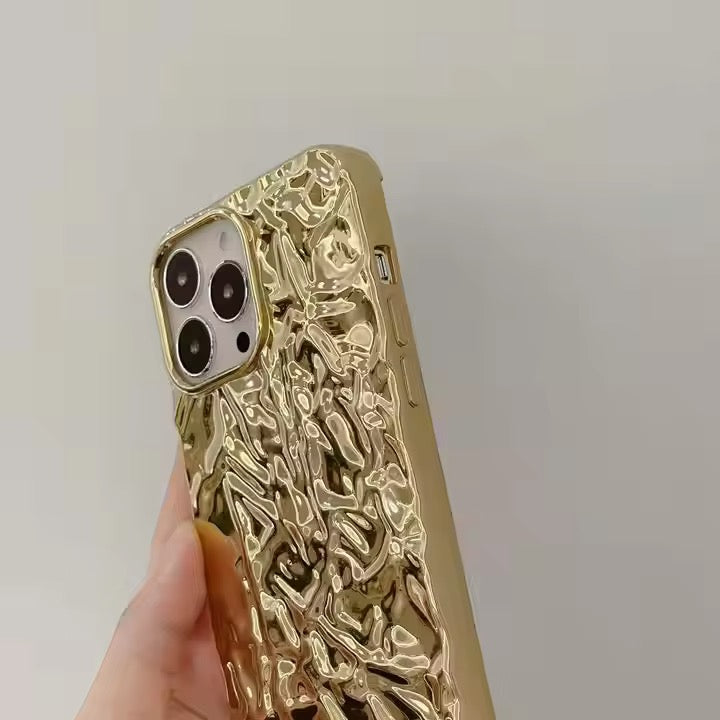 Wrinkle Golden Textured Glossy iPhone Soft Silicone Case