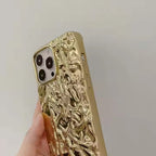 Protective Apple iPhone Back Cover - Wrinkle Golden Textured Glossy iPhone Soft Silicone Case - Style 2