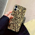 Protective Apple iPhone Back Cover - Wrinkle Golden Textured Glossy iPhone Soft Silicone Case - Style 6