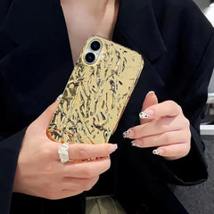 Wrinkle Golden Textured Glossy iPhone Soft Silicone Case