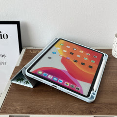 Stitch PU Leather Finish  Foldable Flip Case for iPad 10.9(Air4/5)/ Pro 11 2022/ Air 11 2024(M2)  (Light Blue)