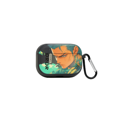 Zoro Anime AirPods Pro & Pro 2 Case – Smoke Transparent with Leather Grip & Carabiner