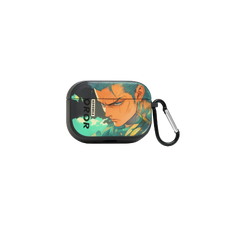 Zoro Anime AirPods Pro & Pro 2 Case – Smoke Transparent with Leather Grip & Carabiner