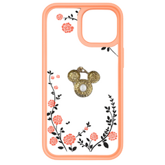 Glitter Heart Ring Holder Diamond Stand Transparent Silicone Case (Pink)