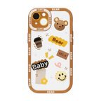Protective Apple iPhone Back Cover - Cute 3D Coffee and Bear Case for iPhone