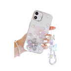 Protective Apple iPhone Back Cover - 3D Floral Pearl Design Phone Case – Soft TPU with Gloss Finish for iPhone - Style 4