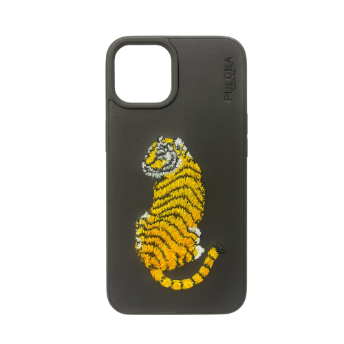 Handmade Stitched Tiger Leather Embroidered Back Case for iPhone