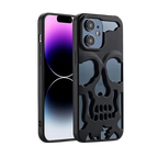 Protective Apple iPhone Back Cover - 3D Skull Back Cover for Apple iPhone PC Shockproof Designer Stylish Back Case Cover for iPhone Metallic Black