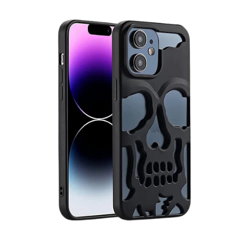 3D Skull Back Cover for Apple iPhone PC Shockproof Designer Stylish Back Case Cover for iPhone Metallic Black