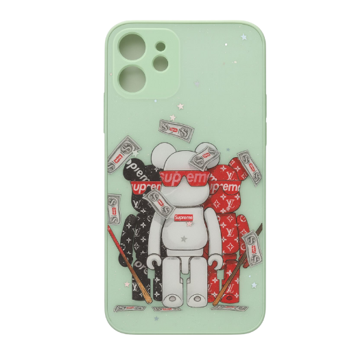 Green Glitter Animal Bear Printed Silicon Hard Case for iPhone