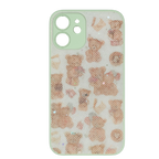 Protective Apple iPhone Back Cover - Green Glitter Animal Bear Printed Silicon Hard Case for iPhone - Style 2
