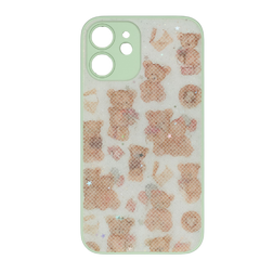 Green Glitter Animal Bear Printed Silicon Hard Case for iPhone
