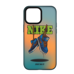 iPhone 3D fluorescent color changing case with famous shoes brand logo design.