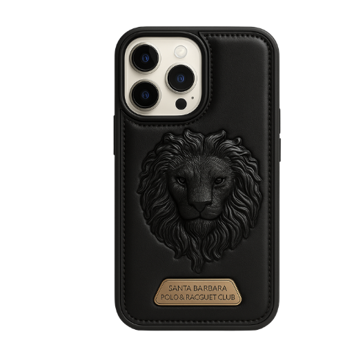 Pure Leather Lion Case with Inside Cloth for iPhone 16