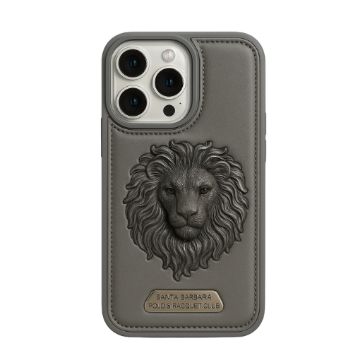 Pure Leather Lion Case with Inside Cloth for iPhone 16