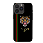 Protective Apple iPhone Back Cover - 3D Embroidered Animal Print with famous fashion logo Leather Back Case Compatible with iPhone - Style 2