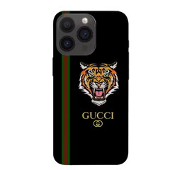 3D Embroidered Animal Print with famous fashion logo Leather Back Case Compatible with iPhone