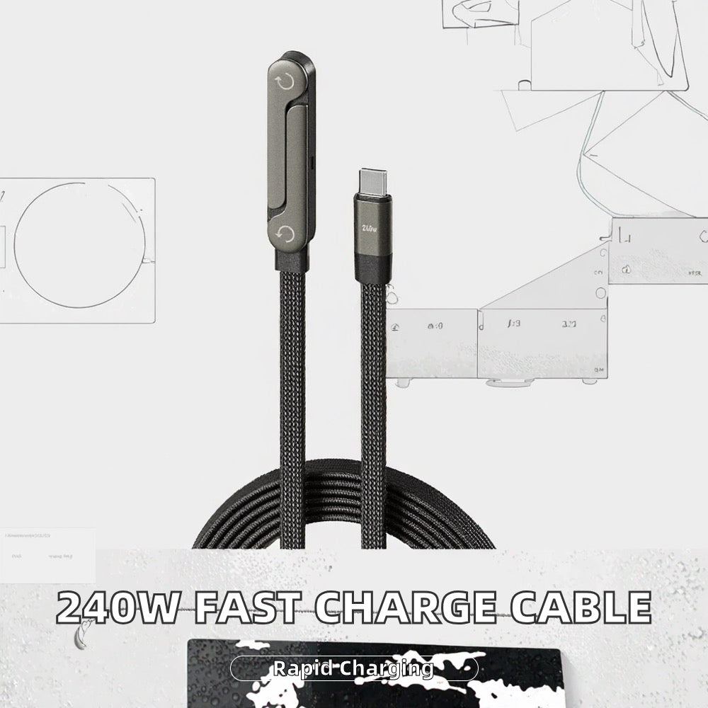 FlexCharge 240W Rotating Type-C Cable with Stand