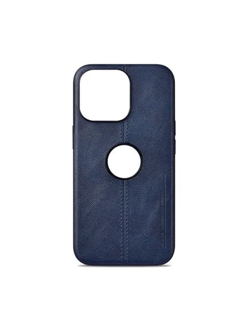 Icon Navy Blue Leather Finish Case For iPhone With Logo Cut for iPhone 7