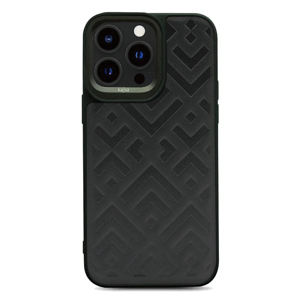 KAJSA Briquette Collection - Rhombus Back Case for iPhone 15 Pro Max (Black)