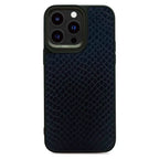 Protective Apple iPhone Back Cover - KAJSA Genuine PU Leather Snake Pattern Back Case for iPhone 15 Pro (Black)