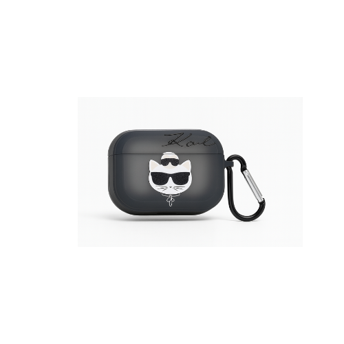 Karl Lagerfeld Cat Airpods Pro 2 Case – Smoke Transparent with Leather Grip