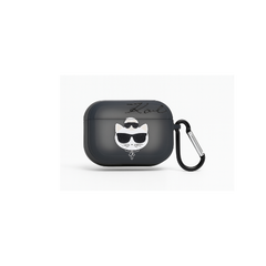 Karl Lagerfeld Cat Airpods Pro 2 Case – Smoke Transparent with Leather Grip