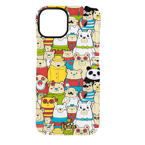 Kutis Cartoon Bear Parade Phone Case – Colorful Glossy iPhone Cover