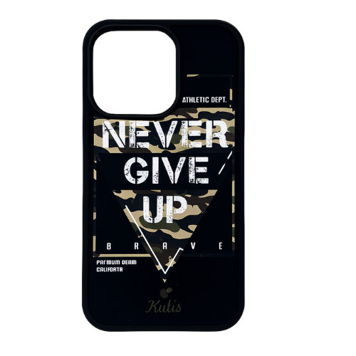 Kutis Never Give Up Camo Phone Case – Motivational Shockproof iPhone Cover