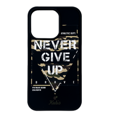 Kutis Never Give Up Camo Phone Case – Motivational Shockproof iPhone Cover