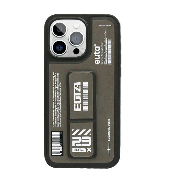 Protective Apple iPhone Back Cover - EUTA Sports Leather Radium Colour Changing Case with Stand for iPhone 16 Pro (Grey)