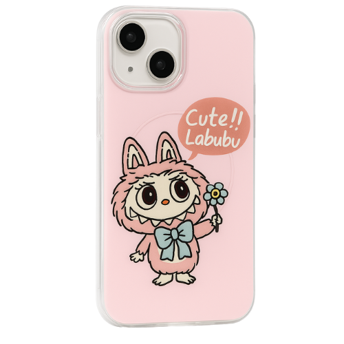 Labubu Light Pink iPhone Case – Cute Flower Edition | TPU+PC