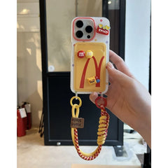 Lanyard Card Pouch Case – McDonald’s Silicone iPhone Case (Cute Wrist Strap, Shock‑Resistant Wallet Cover)