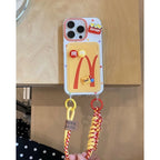 Protective Apple iPhone Back Cover - Lanyard Card Pouch Case – McDonald’s Silicone iPhone Case (Cute Wrist Strap, Shock‑Resistant Wallet Cover) - Style 8