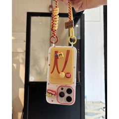 Lanyard Card Pouch Case – McDonald’s Silicone iPhone Case (Cute Wrist Strap, Shock‑Resistant Wallet Cover)