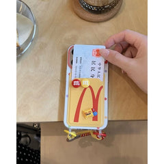 Lanyard Card Pouch Case – McDonald’s Silicone iPhone Case (Cute Wrist Strap, Shock‑Resistant Wallet Cover)