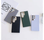 Leather Case  Metal Frame Shockproof Protective Hard Back Cover for Samsung S24 Ultra Mobile Case by CoverMeUp