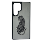 Leopard Embroidered Leather Case for Samsung Galaxy S24 Ultra – Minimalist 3D Stitching Cover Mobile Case by CoverMeUp
