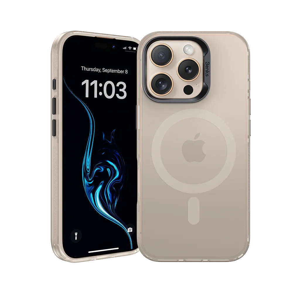 BENKS Lucid Armor Series Matte Finish Case for iPhone 16 Pro (Desert Titanium)